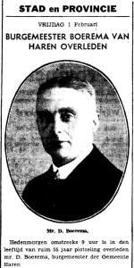 Overlijden burgemeester Boerema 01 02 1935